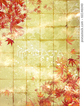 秋葉金葉背景閃閃發光的日本秋天背景垂直 秋葉金葉背景閃閃發光的日本秋天背景垂直 68146040
