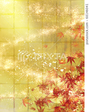秋葉金葉背景閃閃發光的日本秋天背景垂直 秋葉金葉背景閃閃發光的日本秋天背景垂直 68146041