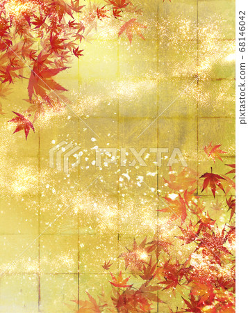 秋葉金葉背景閃閃發光的日本秋天背景垂直 68146042