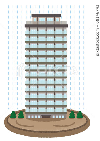 遭受洪水破壞的高層公寓樓的矢量圖 68146743