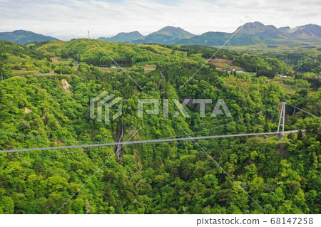 Aerial view of Kuju "dream" large suspension bridge Aerial view of Kuju "dream" large suspension bridge 68147258