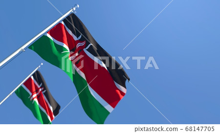 3D rendering of the national flag of Kenya waving in the wind 3D rendering of the national flag of Kenya waving in the wind 68147705