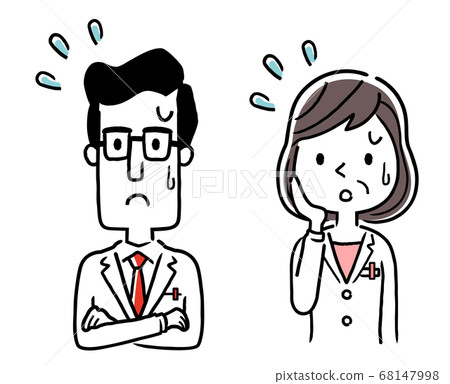 Vector material: male and female doctors with troubled expressions 68147998