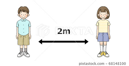 Social distance (2 people, children, 2m) - Stock Illustration [68148100 ...
