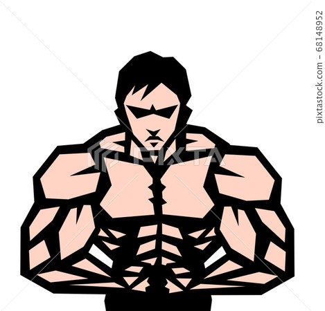 Vector, olympic, sports, cartoon, muscle, bodybuilding, macho, pose, front view, white background, Vector, olympic, sports, cartoon, muscle, bodybuilding, macho, pose, front view, white background, 68148952