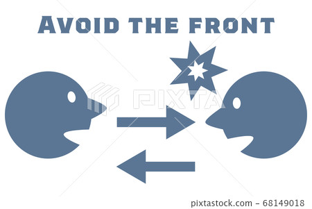 Icon illustration showing that head-on conversation is dangerous 68149018