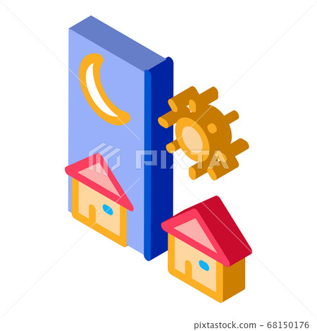 day and night remote work isometric icon vector... - Stock Illustration ...
