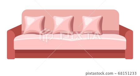Vintage sofa with cushions, couch with pillows vector 68151233