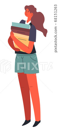 Girl carrying books and textbooks, student or pupil Girl carrying books and textbooks, student or pupil 68151263