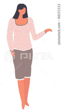 Woman wearing simple stylish pajama for home vector Woman wearing simple stylish pajama for home vector 68151312