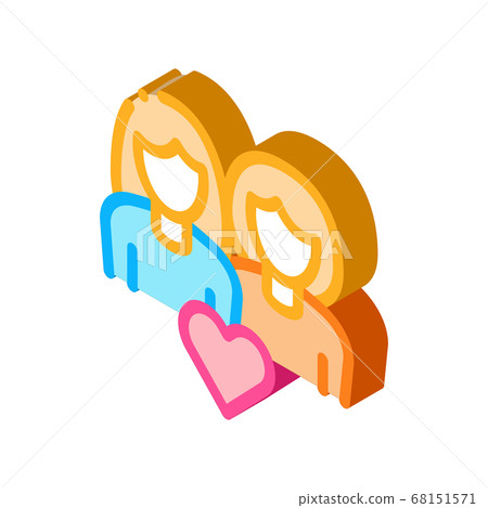 women homosexual love lesbian isometric icon vector illustration 68151571