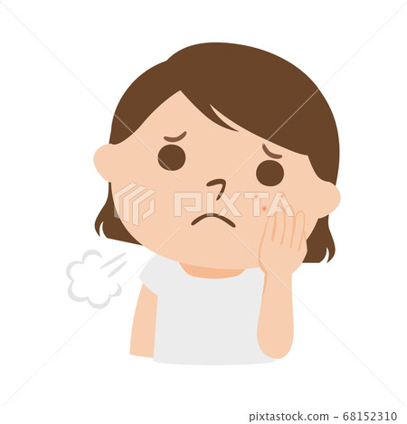 Illustration of a woman suffering from acne on her face. Illustration of a woman suffering from acne on her face. 68152310