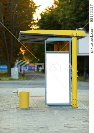 Empty billboard at tram stop Empty billboard at tram stop 68153137