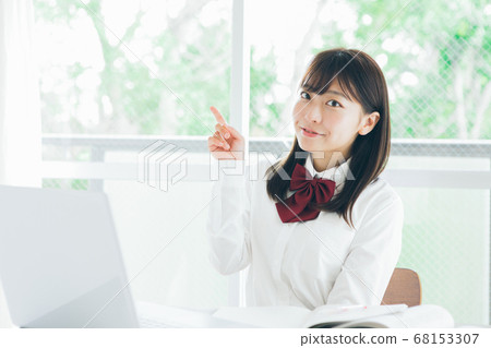 High school student pointing High school student pointing 68153307