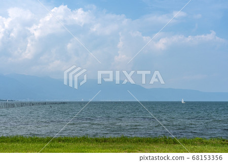 Summer Lake Biwa and summer sky copy space Summer Lake Biwa and summer sky copy space 68153356