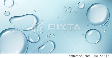 Big water drops on blue background. Aqua Stock Illustration