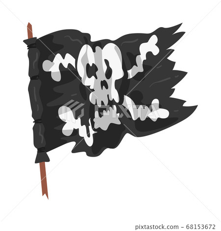 Black Pirate Flag with Skull and Bones Vector Illustration 68153672