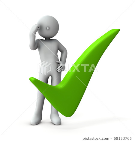 表示同意和同意的字符。 3D渲染。 68153765