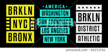 Vector retro illustration on the theme of Brooklyn. Urban. Modern. Stylized vintage grunge white typography, t-shirt graphics, poster, print. 68153782