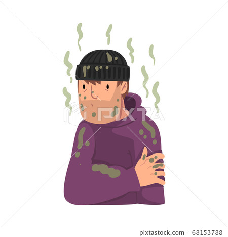 Homeless Man in Dirty Clothing, Bad Smelling Guy Vector Illustration Homeless Man in Dirty Clothing, Bad Smelling Guy Vector Illustration 68153788