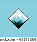 winter mountain logo flat illustration badge 68153866