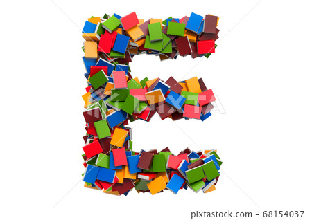 Letter E from colored books. 3D rendering 68154037