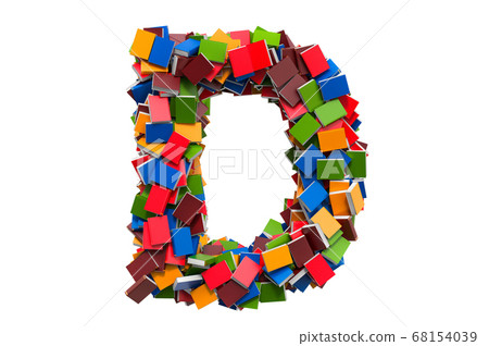 Letter D from colored books. 3D rendering Letter D from colored books. 3D rendering 68154039