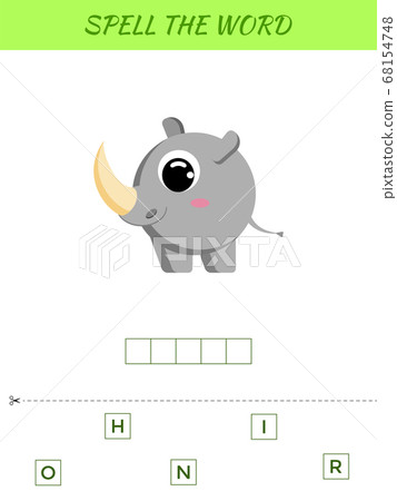 Spelling word scramble game template. Educational 68154748