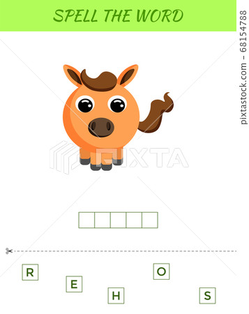 Spelling word scramble game template. Educational 68154788