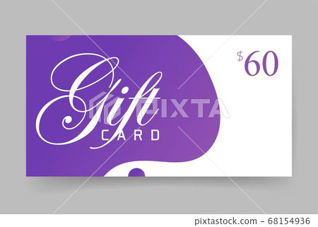 Liquid fluid abstract shapes elements design for gift card voucher, brochure leaflet page template or modern cover and flyer idea horizontal banners and copy space text vector violet purple color 68154936