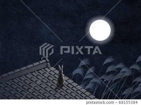 Texture of Japanese paper Watching the full moon Rabbit roof gull hometown Texture of Japanese paper Watching the full moon Rabbit roof gull hometown 68155384