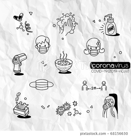 Vector illustration of Doodle cute for covid-19 , 68156630
