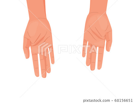 Help offer concept background isolated on white. Outstretched hands in a gesture of offering assistance. Two human palms. View from above. Vector illustration in simple flat cartoon style 68156651