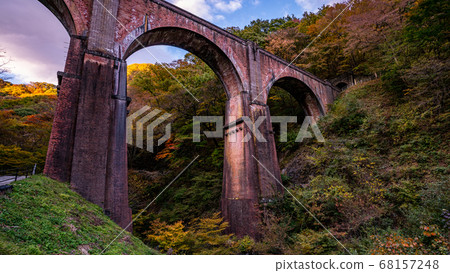 Autumn leaves of the Megane Bridge, Usui Third Bridge Autumn leaves of the Megane Bridge, Usui Third Bridge 68157248