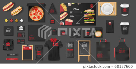 Download Black Mockup For Pizzeria Cafe Fast Food Stock Illustration 68157600 Pixta