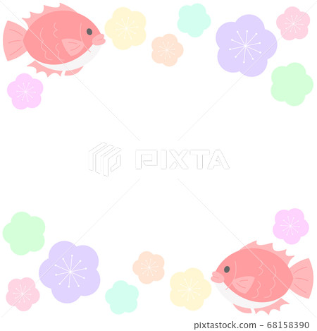 Frame of pastel plum and sea bream square Frame of pastel plum and sea bream square 68158390