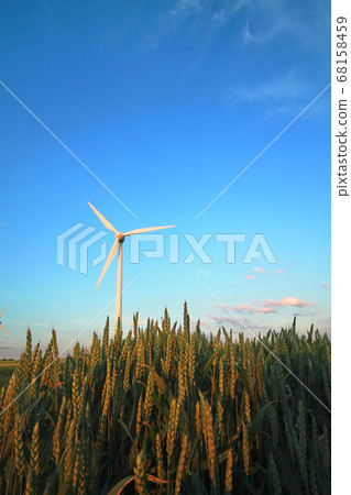 Wind turbines with beautiful summer landsape. Wind turbines with beautiful summer landsape. 68158459