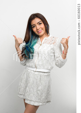 Portrait of young beautiful Asian woman with dyed hair 68160013