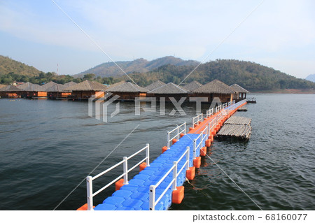 seafloat in the water. seafloat used as a walkway to enter the guesthouse seafloat in the water. seafloat used as a walkway to enter the guesthouse 68160077