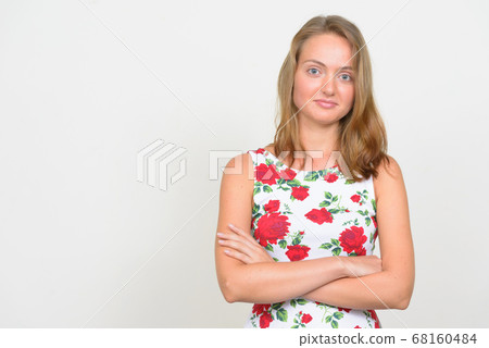 Portrait of young beautiful woman with blond hair 68160484