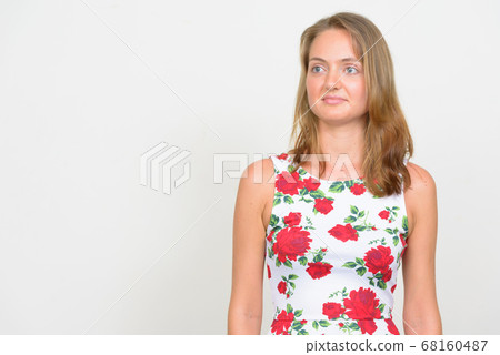 Portrait of young beautiful woman with blond hair 68160487