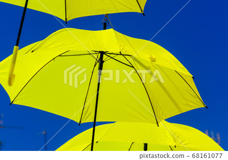 Colourful umbrellas urban street decoration. Colourful umbrellas urban street decoration. 68161077