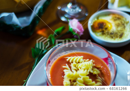 tasty and nutritious tomato soup with fresh pasta, tasty and nutritious tomato soup with fresh pasta, 68161266