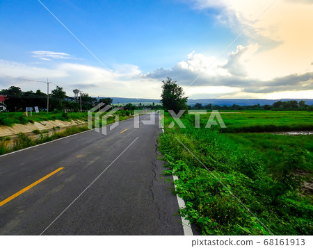 Country roads that are used for traffic. Country roads that are used for traffic. 68161913