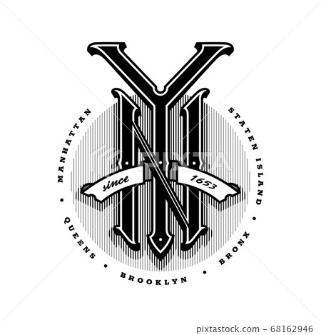New York city emblem, vintage style on a dark background. Vector illustration. 68162946