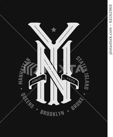 New York city emblem, vintage style on a dark background. Vector illustration. 68162968
