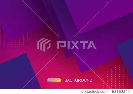 Abstract pink composition, a set of purple and blue squares drawn obliquely 68163244