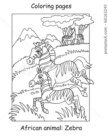 Coloring zebra vector Coloring zebra vector 68163245
