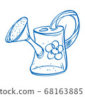 Watering can sketch. The elements for infographics with a hand-drawing style. 68163885
