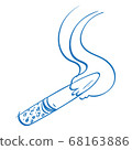A smoking cigarette is a sketch of a logo. Element for infographics in the hand drawing style. 68163886